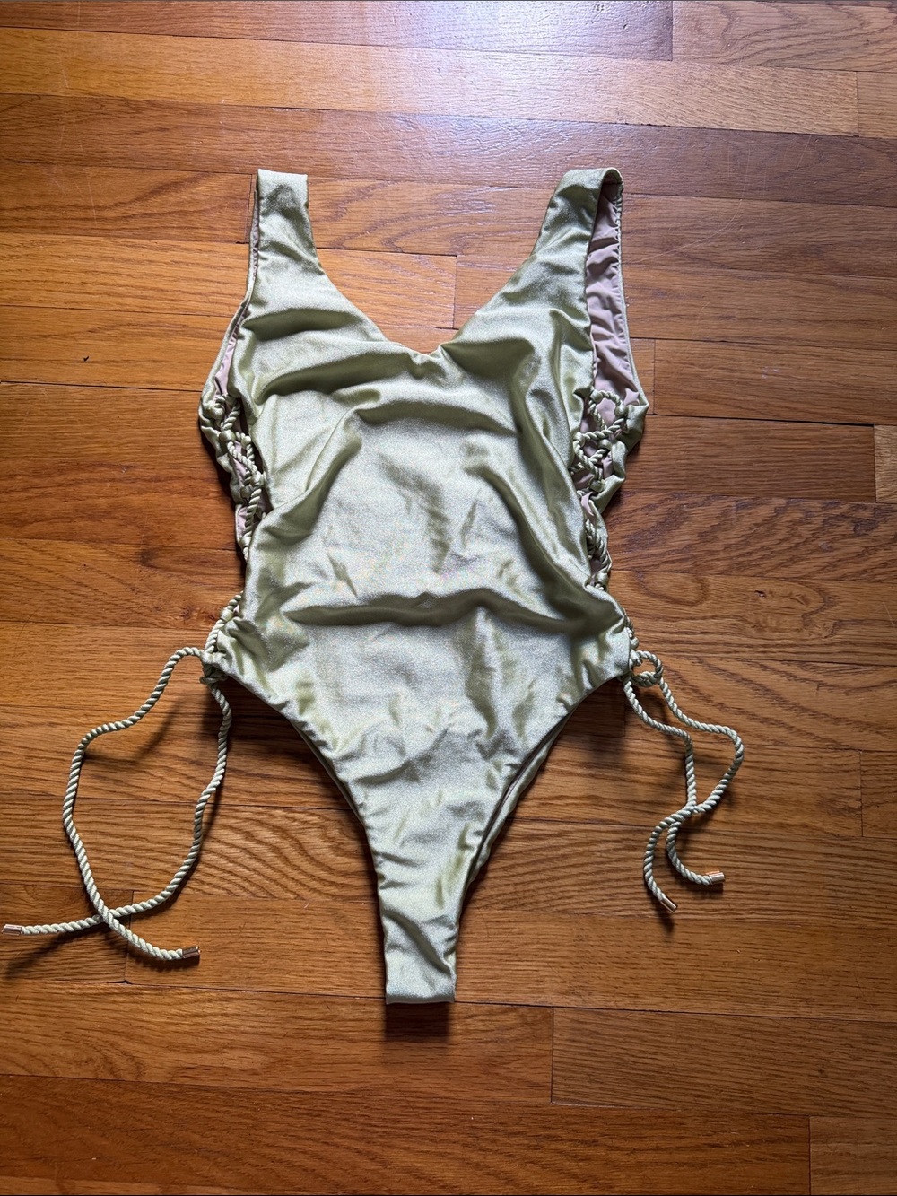 Women’s Metallic sage Green One-Piece Swimsuit